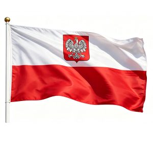 Poland Flag With Eagle Coat of Arms 3×5 Ft Printed